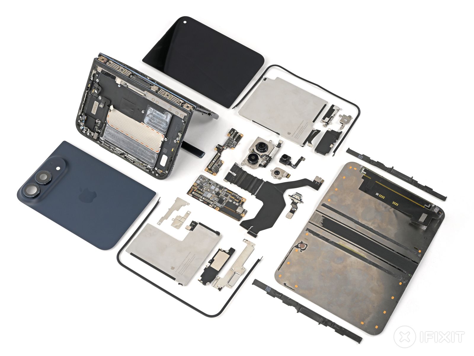 iFixit teardown layout of the iPhone Duo internals (image courtesy of iFixit, via WIRED)